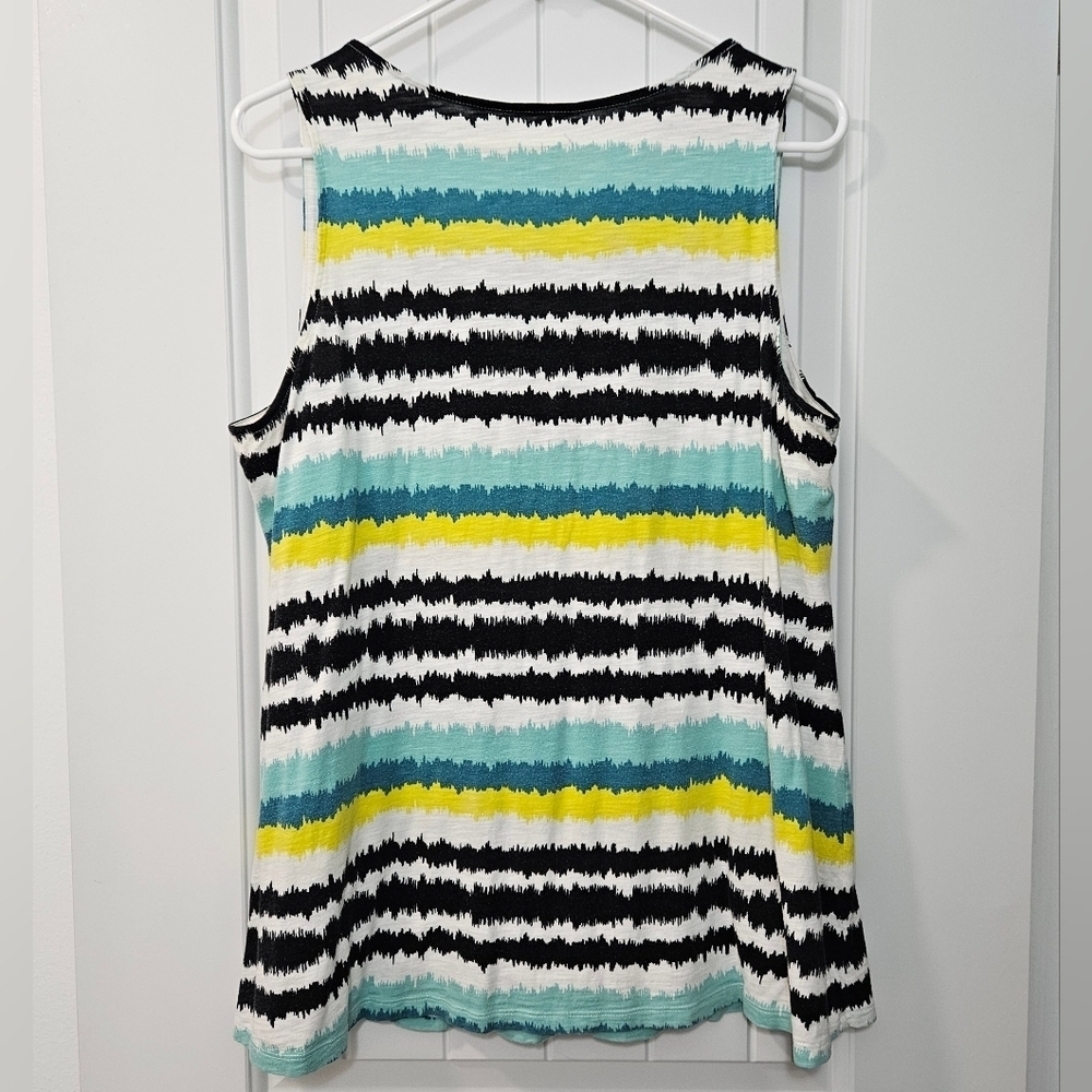 Lane Bryant Babydoll V-neck Sleeveless Top - Multicolor Stripes-Plus Size 16 - Picture 3 of 4